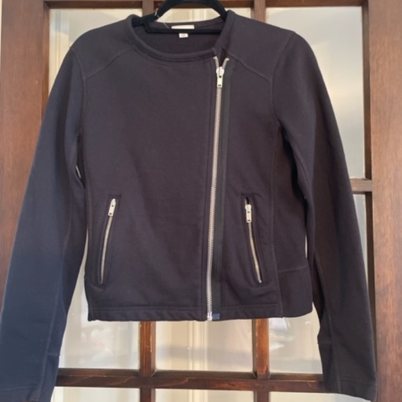 GAP Black Moto-Style Sweatshirt Jacket, Size Small - Picture 1 of 6